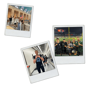 Polaroids von Schülern bei ihrem Auslandsaufenthalt